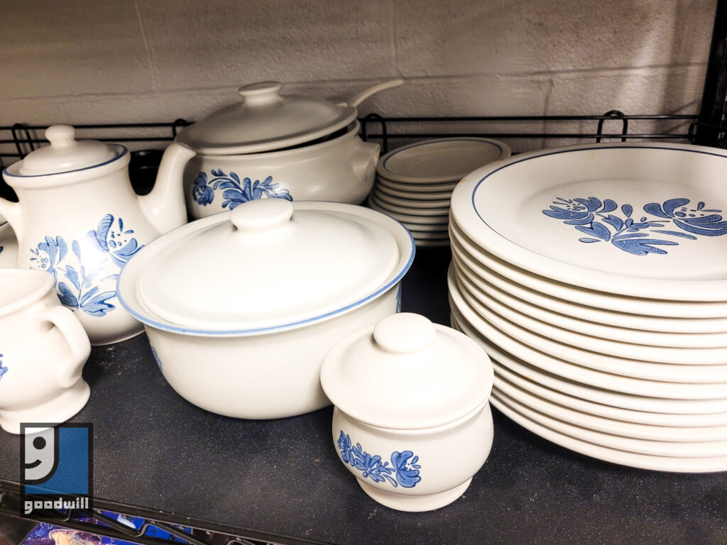 White dishes from Goodwill